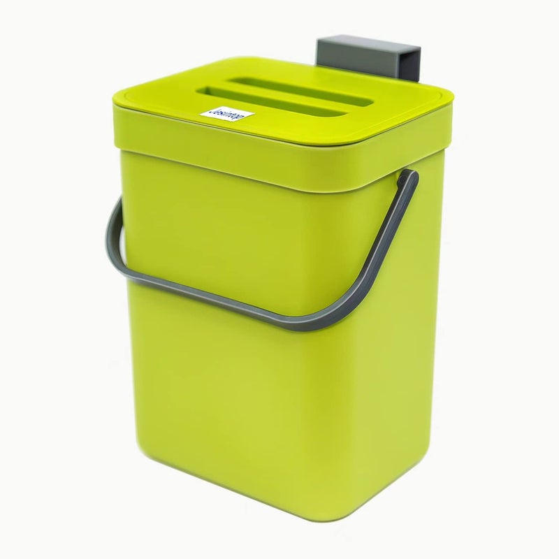 Jesintop Counter Top Compost Bin with Lid for Kitchen Waste Food Scrap,Mountable Bathroom Hanging Small Trash Can Under Sink 1.3 Gal/5 L Series,Green - Image 1